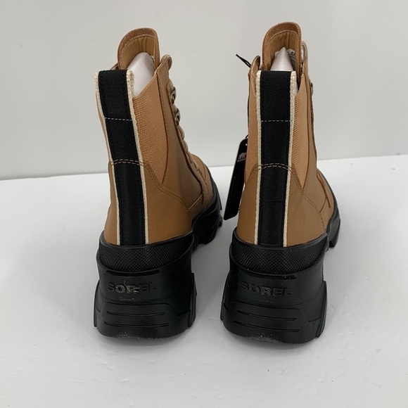 Sorel Brex lace boots Tawny Buff leather waterproof chunky platform shoe new 10 - Picture 5 of 6